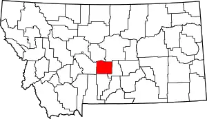 Map of Montana highlighting Wheatland County