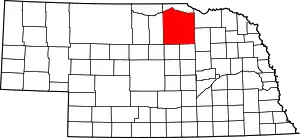 Map of Nebraska highlighting Holt County