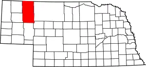 Map of Nebraska highlighting Sheridan County