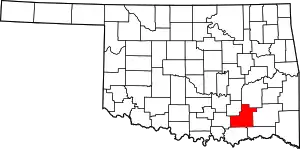 Map of Oklahoma highlighting Atoka County