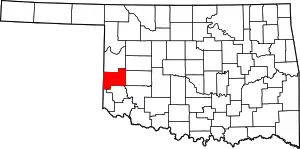 Map of Oklahoma highlighting Beckham County