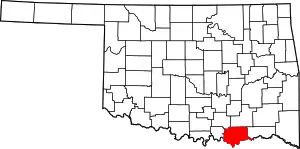 Map of Oklahoma highlighting Bryan County