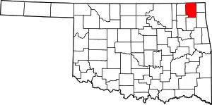 Map of Oklahoma highlighting Craig County