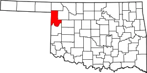 Map of Oklahoma highlighting Ellis County