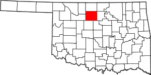 Map of Oklahoma highlighting Garfield County