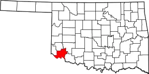 Map of Oklahoma highlighting Jackson County