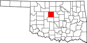 Map of Oklahoma highlighting Kingfisher County