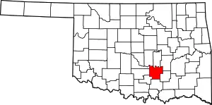 Map of Oklahoma highlighting Pontotoc County