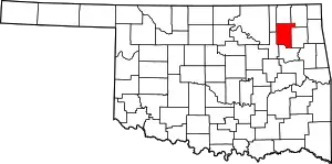 Map of Oklahoma highlighting Rogers County