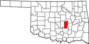 Map of Oklahoma highlighting Seminole County