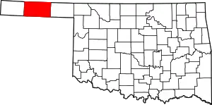 Map of Oklahoma highlighting Texas County