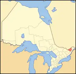 Location of Ottawa in the province of Ontario