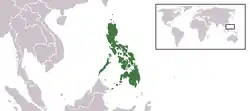 Location of the Philippines in Southeast Asia.