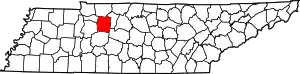 Map of Tennessee highlighting Dickson County