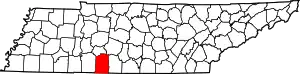 Map of Tennessee highlighting Lawrence County