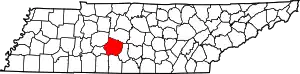 Map of Tennessee highlighting Maury County