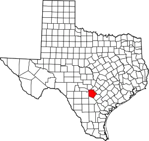 Map of Texas highlighting Bexar County