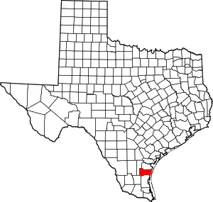 Map of Texas highlighting Kleberg County