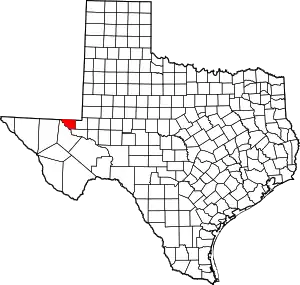 Map of Texas highlighting Loving County