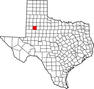 Map of Texas highlighting Lynn County