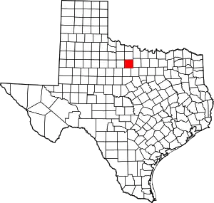 Map of Texas highlighting Young County