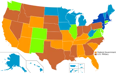 States that use lethal injection  State uses only this method   State uses this method primarily but has secondary methods   State has never used this method