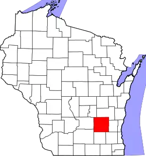 Map of Wisconsin highlighting Dodge County