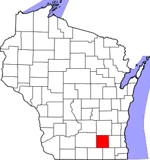 Map of Wisconsin highlighting Jefferson County