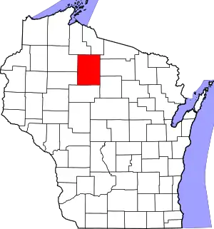 Map of Wisconsin highlighting Price County