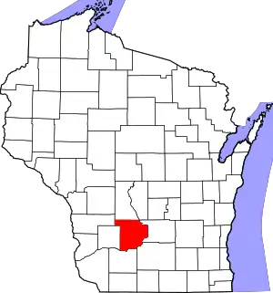 Map of Wisconsin highlighting Sauk County