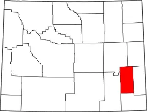 Map of Wyoming highlighting Platte County