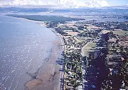 Photo taken from a hang glider above Ruby Bay cliffs