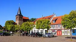 Market square and Saint Mary church in Strasburg