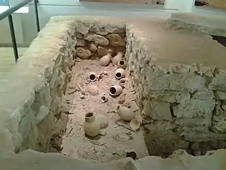 Part of a mass grave found in Bahrain.  Scientists say it was created around 1450 BC