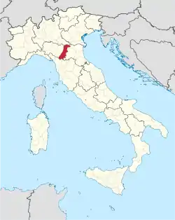 Map with the province of Modena in Italy