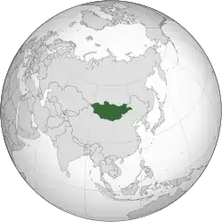 Location of  Mongolia  (green)