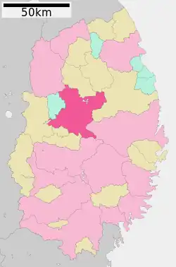 Location of Morioka in Iwate prefecture