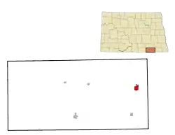 Location of Oakes, North Dakota