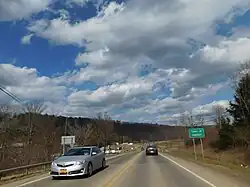 NY 417 eastbound entering the town of Addison.