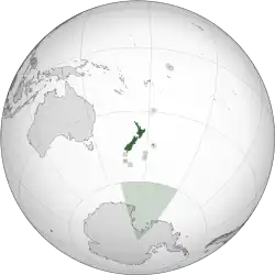 The hemisphere centred on New Zealand