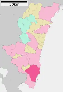 Location of Nichinan in Miyazaki Prefecture