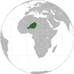 Location of  Niger  (dark green)