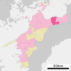 Location of Niihama in Ehime Prefecture