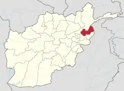 Map of Afghanistan with Nuristan highlighted