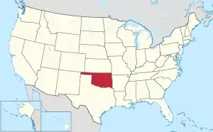 Map of the United States with Oklahoma highlighted