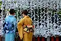 Two women wearing kimono in Kamakura