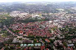 mid-June 2009 aerial view of downtown Osnabrück