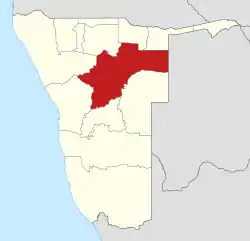 Location of the Otjozondjiupa Region in Namibia