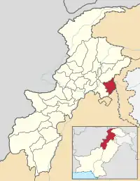 Map of Khyber Pakhtunkhwa with Abbottabad District highlighted