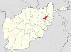 Map of Afghanistan with Panjshir highlighted